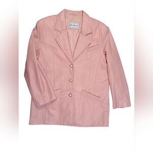 Braefair Vintage Pink Leather Women's Blazer Jacket Size 16